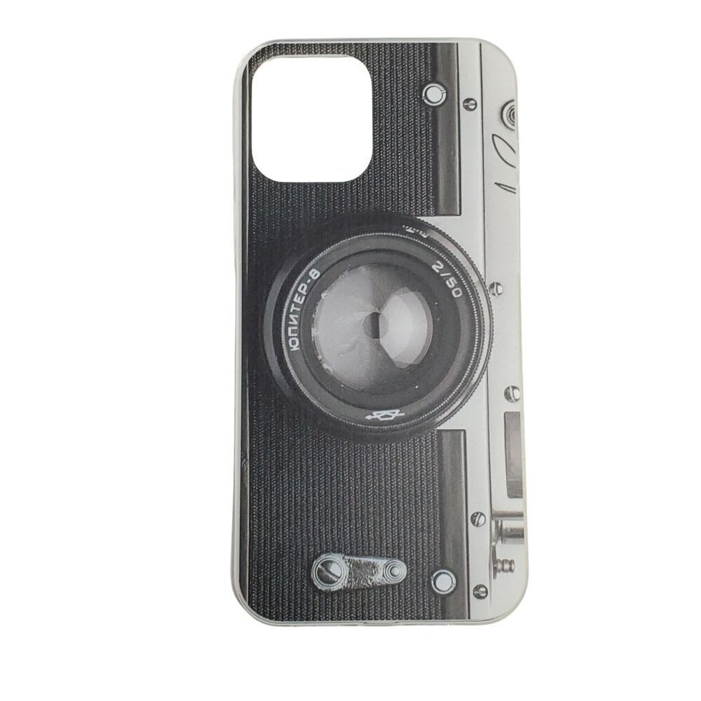 Retro Camera Print iPhone 12 Pro Max Black Phone Case Apple